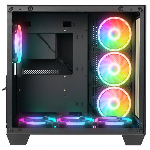 Rampage ICEWAVE Siyah Temperli Camlı 7*12cm ARGB Fan+Kontrolcü Transparan E-ATX Mid-T Gaming Oyuncu Kasası - 3