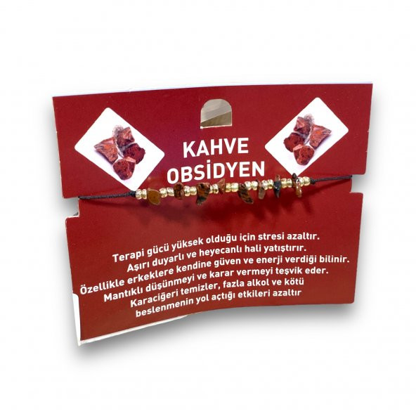 Sasta Kırık Doğal Taş Bileklik – Kahve Obsidyen