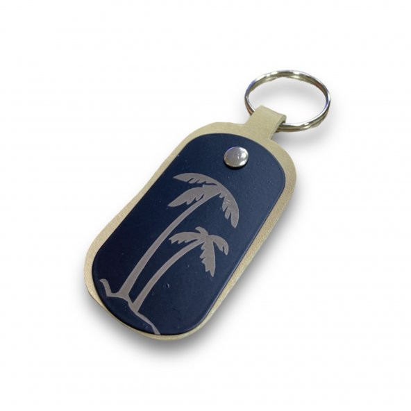 Sasta Deri Anahtarlık Metal Baskılı – Palmiye