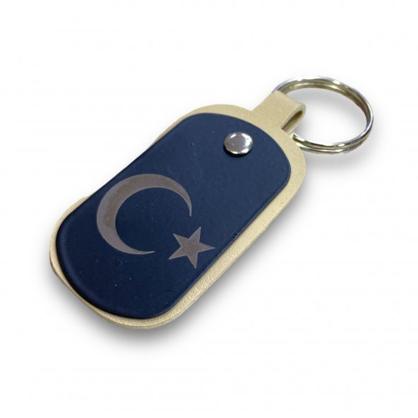 Sasta Deri Anahtarlık Metal Baskılı – Ayyıldız