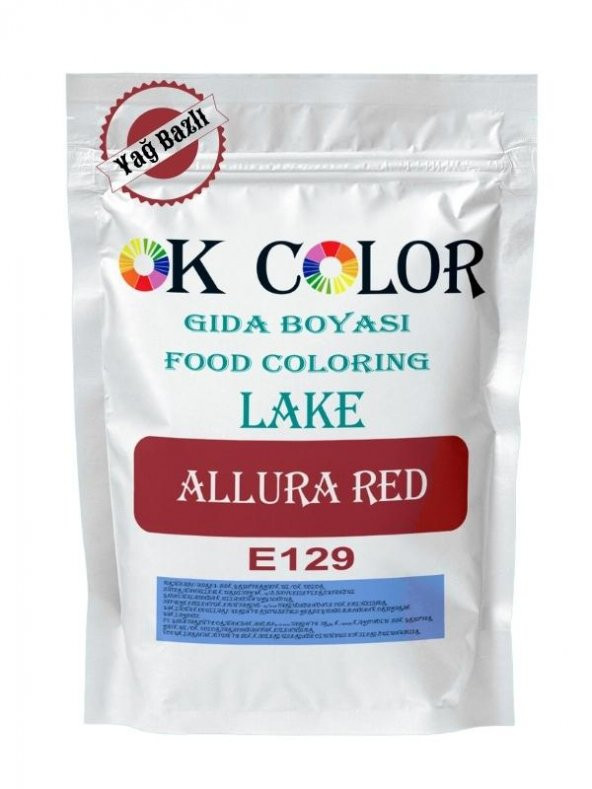 Lake Allura Red E129 Bayrak Kırmızısı Yağ Bazlı Toz Gıda Boyası 500 Gr