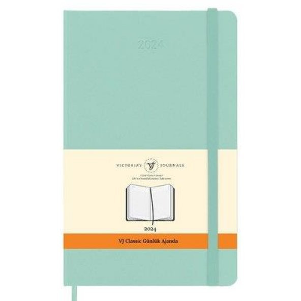 VJ 123-9190 VİCTORİAS JOURNALS CLASSİC-GÜNLÜK AJANDA(9X14CM) SERT KAPAKLI IVORY KAĞIT LASTİKLİ ,CEPLİ A.MAVİ