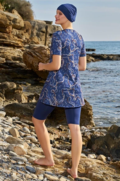 Ruko Maio 23134-3 Kadın Büyük Beden Yarım Kol Lycra Kumaş Yarı Tesettür Mayo - 3