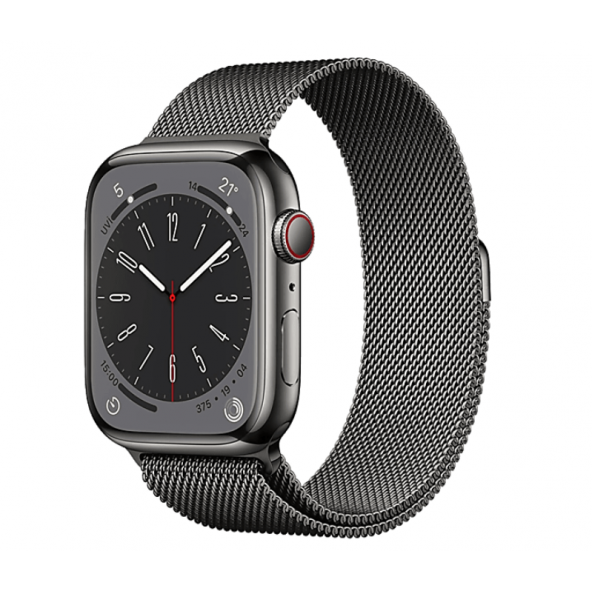 APPLE Watch Series 8 GPS + Cellular 45 mm MNKX3TU/A Grafit Paslanmaz Çelik Kasa ve Grafit Milano Loop