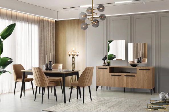 Mercan Modern MDF Yemek Odası Masa Sandalye Takımı