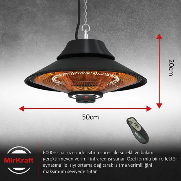 MirKraft Elirg RC 2000W Kumandalı, Led Aydınlatmalı Tavan Tipi Isıtıcı - 3