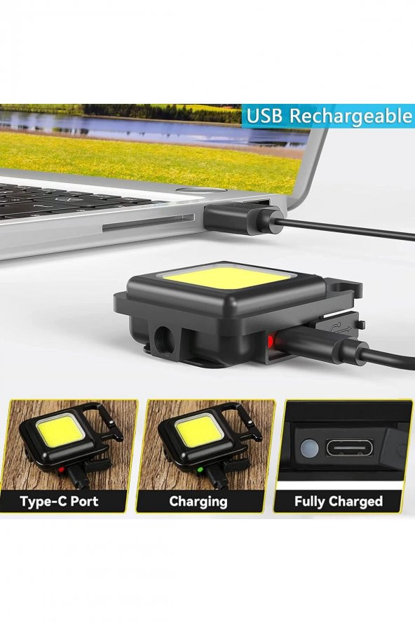 Ledli Mini Taşınabilir Usb Şarj Edilebilir 3 Fonksiyonlu Mıknatıslı Parlak Led Işık - 2