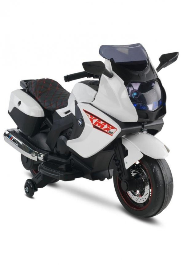 Babyhope Ledli Akülü Motor 12V 438A XMX-316 Beyaz 06438A20,Müzikli Çocuk Motoru