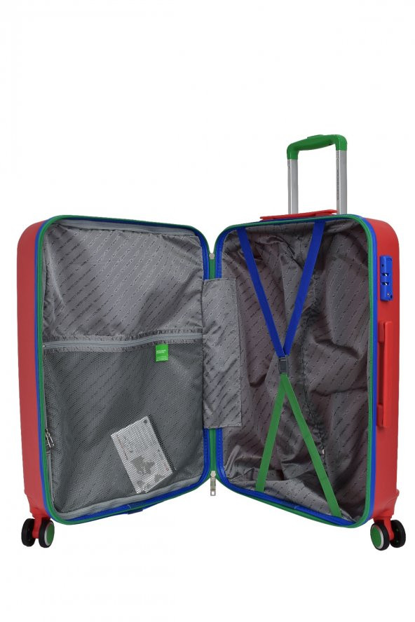 United Colors Of Benetton Lüx Abs Büyük Boy Valiz Kırmızı BNT600 - 5