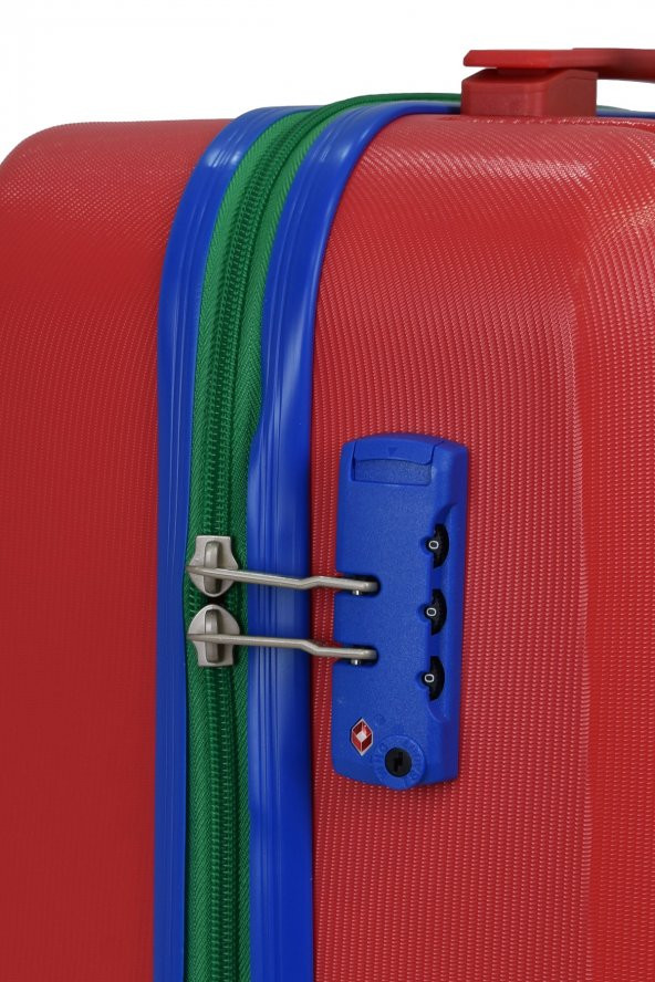 United Colors Of Benetton Lüx Abs Büyük Boy Valiz Kırmızı BNT600 - 7