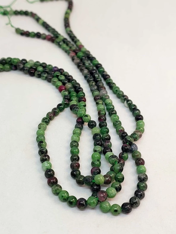 Anyolit (Rubizoit- Rubyzoisit) Taşı Dizi 4mm - Resim 3