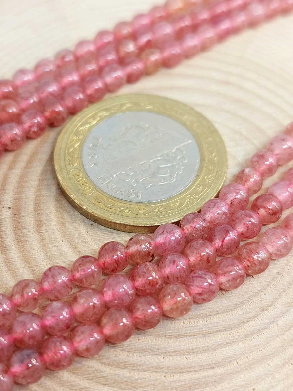 Çilek Kuvars Taşı Dizi 4mm - Resim 2