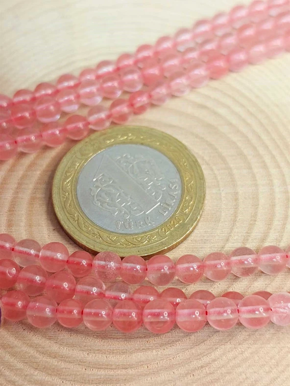 Gül Kuvars Taşı Dizi 4-4.5mm Aralığı - Resim 2