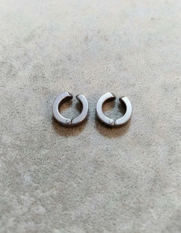 2li Çelik Kıstırmalı Küpe 316L Çelik - Resim 3