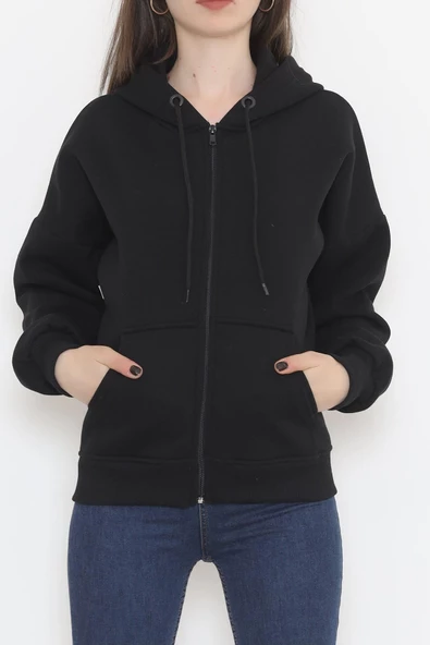 Kapşonlu Oversize Sweat Siyah
