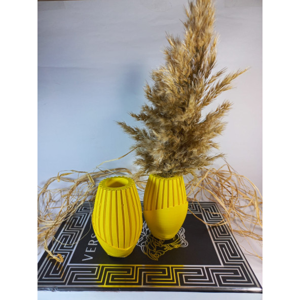 2 Lİ SARI ISKANDİNAV PAMPAS VAZO - 3