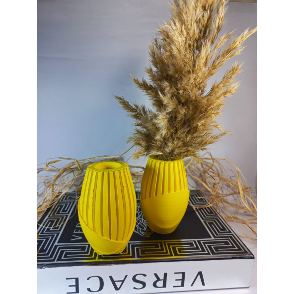 2 Lİ SARI ISKANDİNAV PAMPAS VAZO - 5