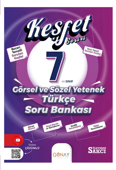 Günay 7. Sınıf Türkçe Görsel ve Sözel Yetenek Keşfet Serisi Soru Bankası