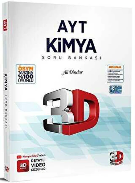 3D AYT 3D Kimya Tamamı Video Çözümlü Soru Bankası 2023