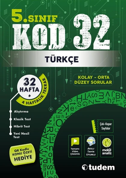Tudem 5.Sınıf Türkçe Kod 32 Soru Bankası