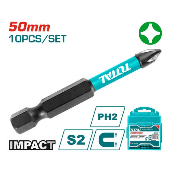 Total 10 LU PH2 50 MM BİTS UC SETİ - TACIM16PH223