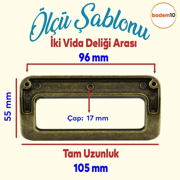 Bergen Metal Eskitme Antik Sarı (96 mm-9.6 cm) Mobilya Mutfak Çekmece Dolap Kulpu Kulbu Kulpları - Resim 2