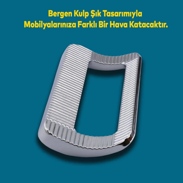 Desenli Bergen Mobilya Mutfak Dolabı Çekmece Dolap Kulpu Kulbu Metal Kulpları Krom (96 MM-9.6 CM) - Resim 3