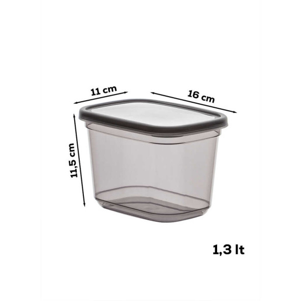 Porsima 1022 12 li Etiketli Kapaklı Dikdörtgen Gıda Erzak Bakliyat Saklama Kabı Seti - 1,3 Lt - 3