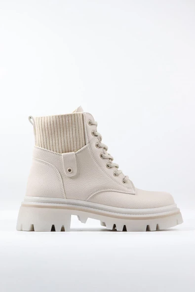 Potinonline 1359 Kadın Çoraplı Kalın Taban Kısa Bot - 2