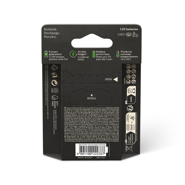 GP Batteries ReCyko Pro 2000 mAh AA Kalem Ni-Mh Şarjlı Pil, 1.2 Volt, 6'lı Kart - 3