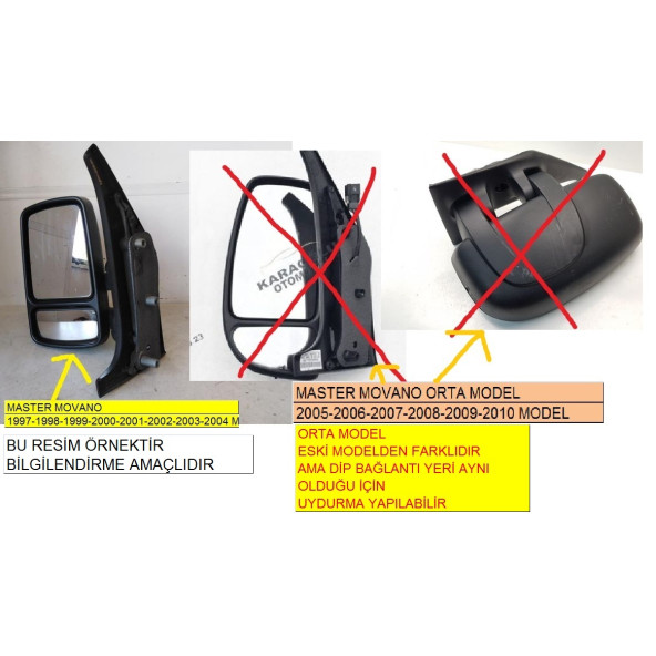 SOL MEKANİK RENAULT MASTER OPEL MOVANO DIŞ DİKİZ AYNASI MANUEL DOKUNMATİK CAM 1997-2004 MODEL - 10