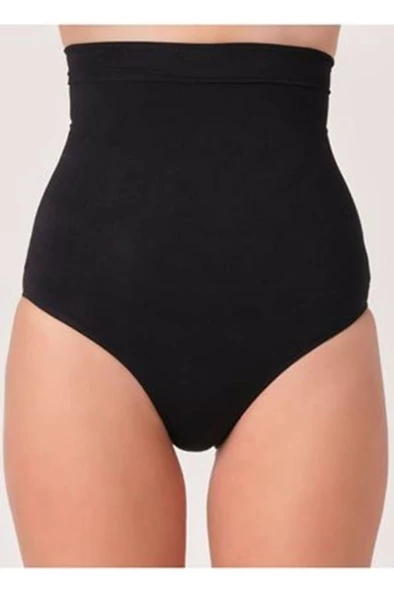 Sistina Bayan Siyah Dikişsiz Yüksek Bel Slip Külot Korse 780