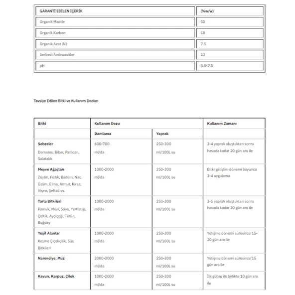 Safamino Hayvansal Menşeili Aminoasit Yaprak Gübresi 1 lt - 2