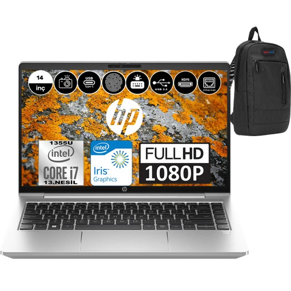 Hp Probook 440 G10 Intel Core I7 1355U 32GB 256GB SSD Intel® Iris® Xᵉ Windows 11 Pro 14" FHD Taşınabilir Bilgisayar 8A567EAP05 + Weblegelsin Çanta