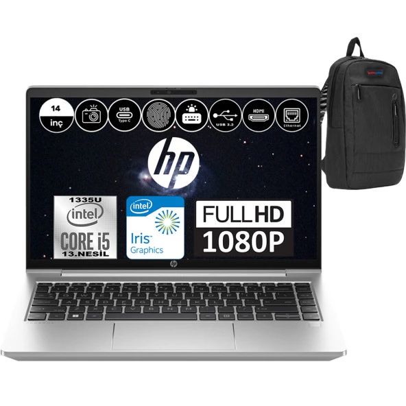 Hp Probook 440 G10 Intel Core I5 1335U 8GB 512GB SSD Intel® Iris® Xᵉ Freedos 14" FHD Taşınabilir Bilgisayar 8A566EAF02 + Weblegelsin Çanta