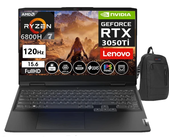 Lenovo IdeaPad Gaming 3 15ARH7 AMD Ryzen™ 7 6800H 32gb Ddr5 Ram 512GB SSD 4GB RTX3050Tİ 15,6 İnç 120Hz FHD Windows11Home Taşınabilir Bilgisayar 882SB00S0TX13+WeblegelsinÇanta