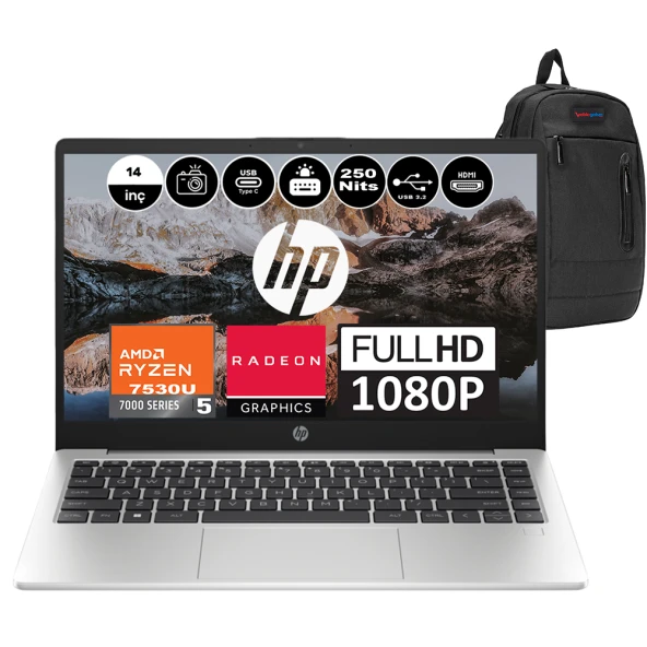 Hp 245 G10 AMD Ryzen 5 7530U 8GB 512GB SSD AMD Radeon™ Grafik Windows 11 Home 14" FHD Taşınabilir Bilgisayar 8A550EAH02 + Weblegelsin Çanta
