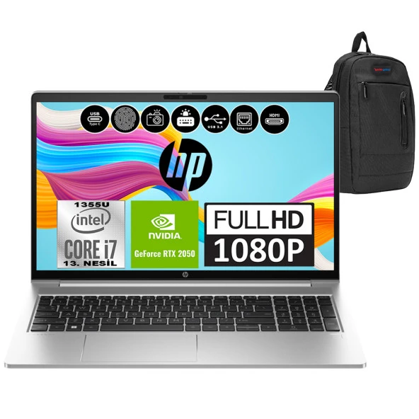 Hp Probook 450 G10 Intel Core I7 1355U 32GB 2TB SSD 4GB-RTX2050 15.6" Freedos Taşınabilir Bilgisayar 816A5EAF06 + Weblegelsin Çanta