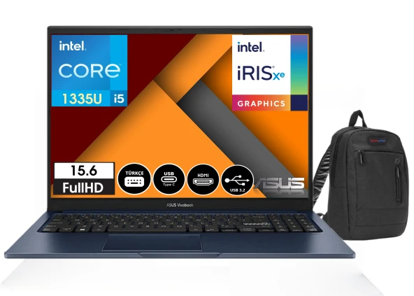 Asus Vivobook X1504VA-NJ082 İntel i5-1335U 40gb 2tb SSD 15.6" Windows11Home FHD Dizüstü Bilgisayar X1504VA-NJ08232+WeblegelsinÇanta