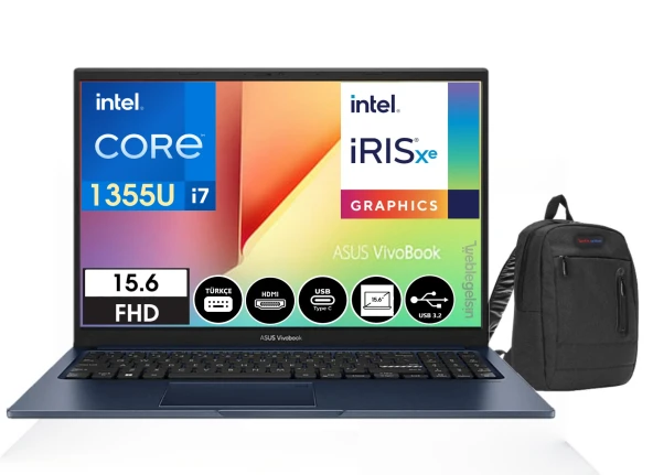 Asus Vivobook 15 İntel Core I7-1355U 16gb 2tb SSD 15.6" Windows11Pro FHD Dizüstü Bilgisayar X1504VA-NJ41040+WebleGelsinÇanfa