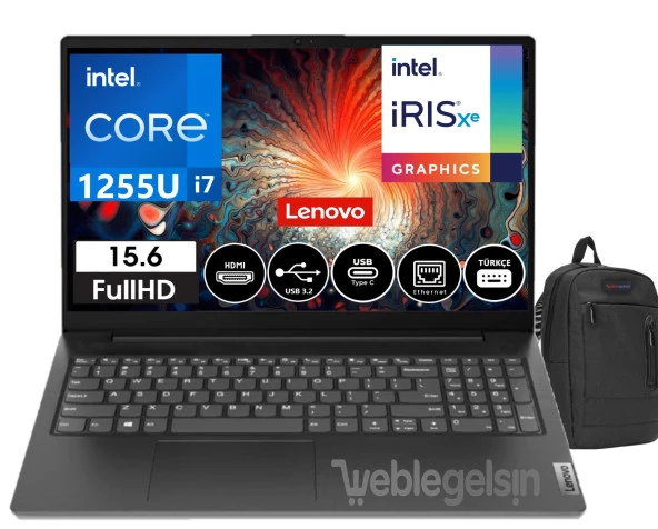Lenovo V15 G3 IAP Intel® Core™ i7-1255U 16gb 1tb SSD 15.6" Windows11Home FHD Dizüstü Bilgisayar 882TT00C6TX23+Weblegelsinçanta