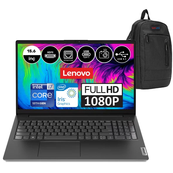 Lenovo V15 Gen3 Intel Core i7 1355U 16 GB 2 TB SSD Intel Iris Xᵉ Freedos 15.6" FHD Taşınabilir Bilgisayar 83A1003NTXW03 + Weblegelsin Çanta