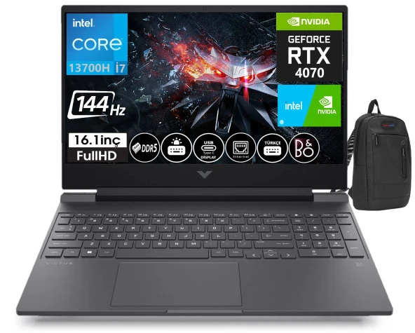HP Victus 16-R0006NT İntel Core i7 13700H 16GB DDR5 512GB SSD 8GB RTX4070 16.1 İnç 144Hz IPS FHD Freedos Taşınabilir Bilgisayar VİCTUS7P632EA01+WeblegelsinÇanta