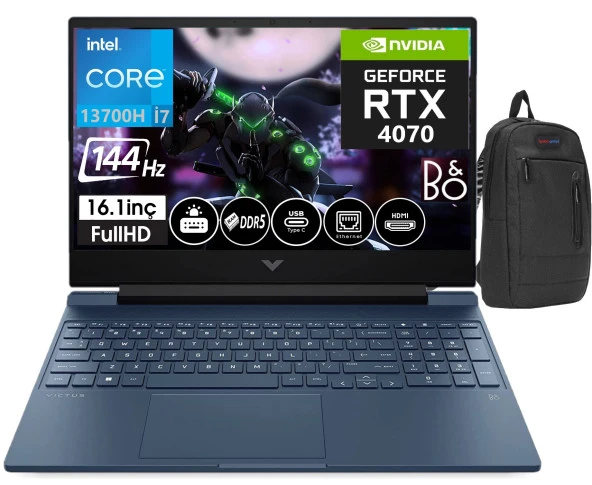 HP Victus 16-R0009NT İntel Core i7-13700H 32gb DDR5 Ram 2tb SSD 8GB RTX4070 16,1 İnç 144Hz IPS FHD Windows11Home Taşınabilir Bilgisayar 77P6K6EA15+ZettaÇanta