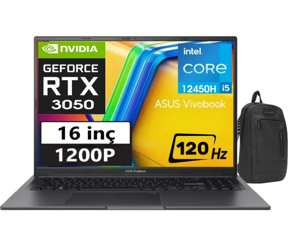 Asus Vivobook 16X 12.Nesil Core i5 12450H 40gb 1tb SSD RTX3050 16 inç 120Hz" Windows11Pro WUXGA Dizüstü Bilgisayar K3605ZC-N1012W35+WeblegelsinÇanta