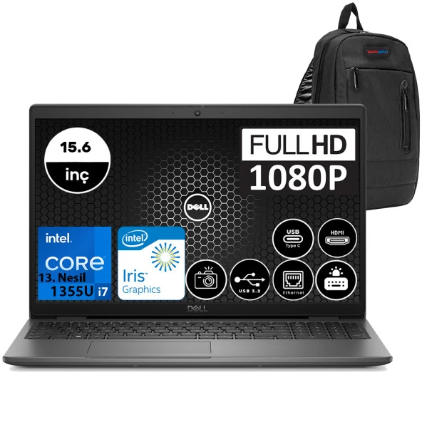 Dell Latitude 3540 Intel Core I7 1355U 32GB 512GB SSD Ubuntu 15.6" FHD Taşınabilir Bilgisayar N022L354015U10 + Zetta Çanta