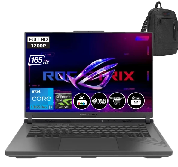 Asus ROG Strix G16 13. Nesil Intel i7-13650HX 64gb DDR5 Ram 2tb SSD 6GB RTX4050 16 inç FHD+ 165Hz Windows11Pro Taşınabilir Bilgisayar BMG614JU319427