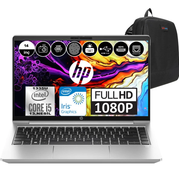 Hp Probook 440 G10 Intel Core I5 1335U 32GB 1TB SSD Intel® Iris® Xᵉ Freedos 14" FHD Taşınabilir Bilgisayar 8A565EAF11 + Weblegelsin Çanta