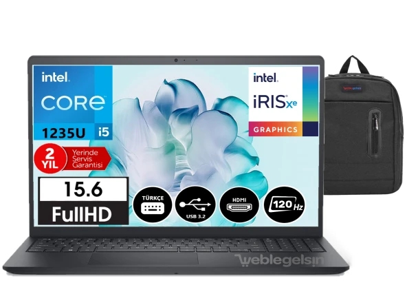 Dell Inspiron15 3520 İntel Core i5-1235U 8GB 2tb Ssd 15,6" Fhd 120Hz Freedos Taşınabilir Bilgisayar INS35202405200904+WeblegelsinÇanta