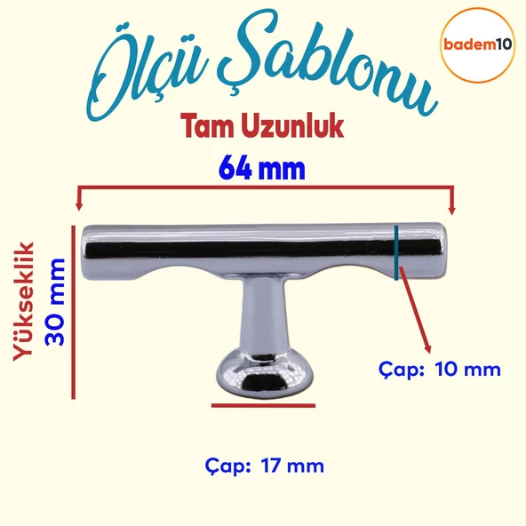 Tepsi Düğme Dolap Mobilya Mutfak Dolabı Çekmece Dolap Kapak Kulpu Kulpları Kulbu Metal Kulp Krom - Resim 2